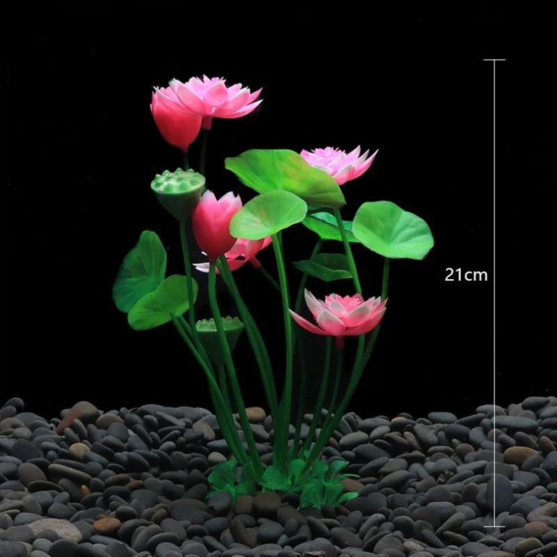 Aquarium Artificial Lotus Plants Decoration Fish Tank Landscaping Water Grass Lotus Ornaments Aquatic Flower Weed Plant Decor 1X