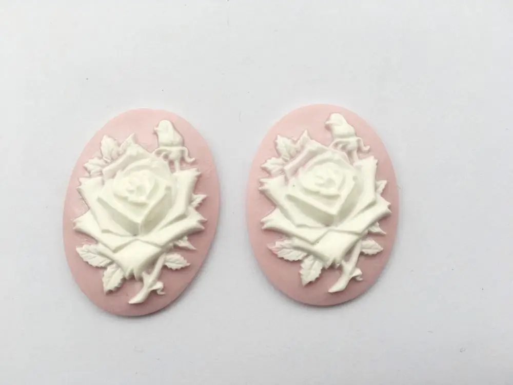 5pcs 30mmx40mm 21 Colors Oval Flatback Resin Flower Rose Cabochon Charm Finding,Fit Base Setting Tray Bezel,DIY Accessory