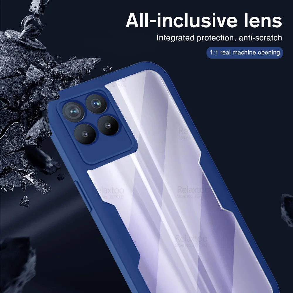 360° Front Film Acrylic Back Case For Oppo Realme 8i Realme8i Realme8 i On Realmi 8 Pro 8Pro Camera Protection Clear Cover Coque