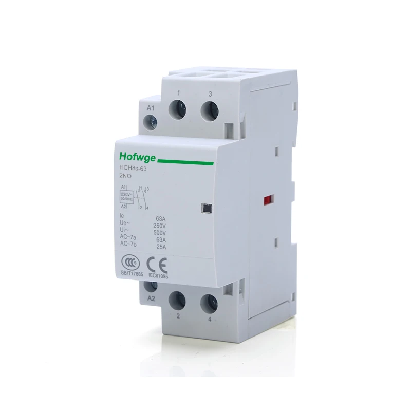 HCH8s-63 Household AC Contactor 2P 40A 63A 2NO 2NC  1NO1NC DC24V AC110V AC220V Automatic  Contactor Din Rail Type 50Hz 60Hz