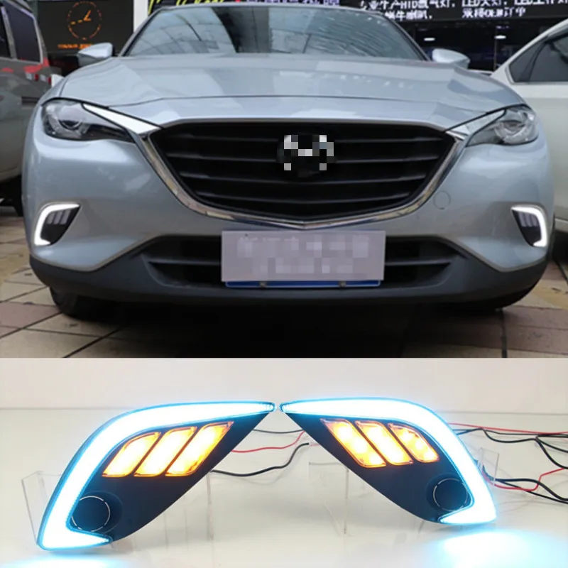 1 set For Mazda CX-4 CX 4 CX4 2016 2017 LED DRL Daytime Running Light Fog Daylight yellow Signal lamp car-Styling