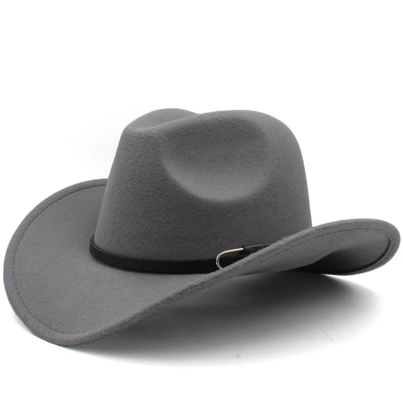 

Women's Men's Wool Hollow Western Cowboy Hat With Fashion Belt Size Gentleman Lady Jazz Cowgirl Jazz Toca Sombrero Cap