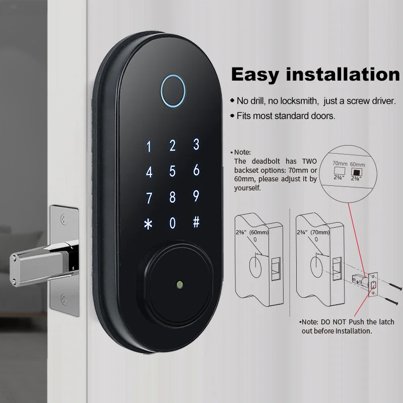 Tuya Smart Fingerprint Door Lock Password RFID IC Card Electronic Keyless Deadbolt Single Tongue Security Anti-theft Locks
