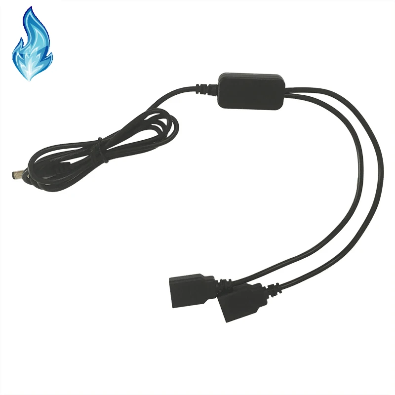 DC 5.5*2.5 mm DC male head transfer USB Dual female head+USB power cables Reduction voltage 5 module not fits apple