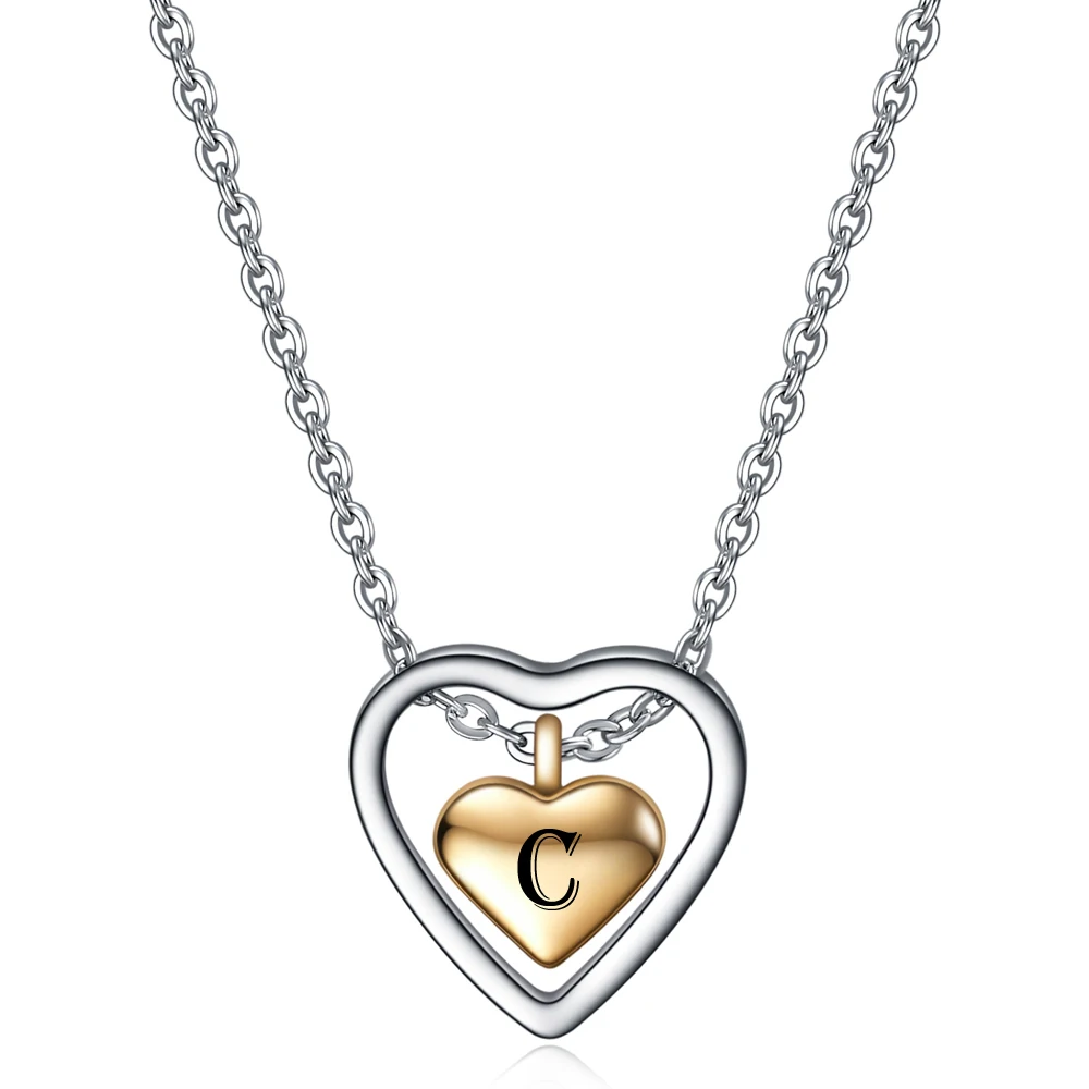 Double Love Heart Stainless Steel Pendants Necklaces For Women Gold Silver Color Valentine's Day Jewelry Gift  Female