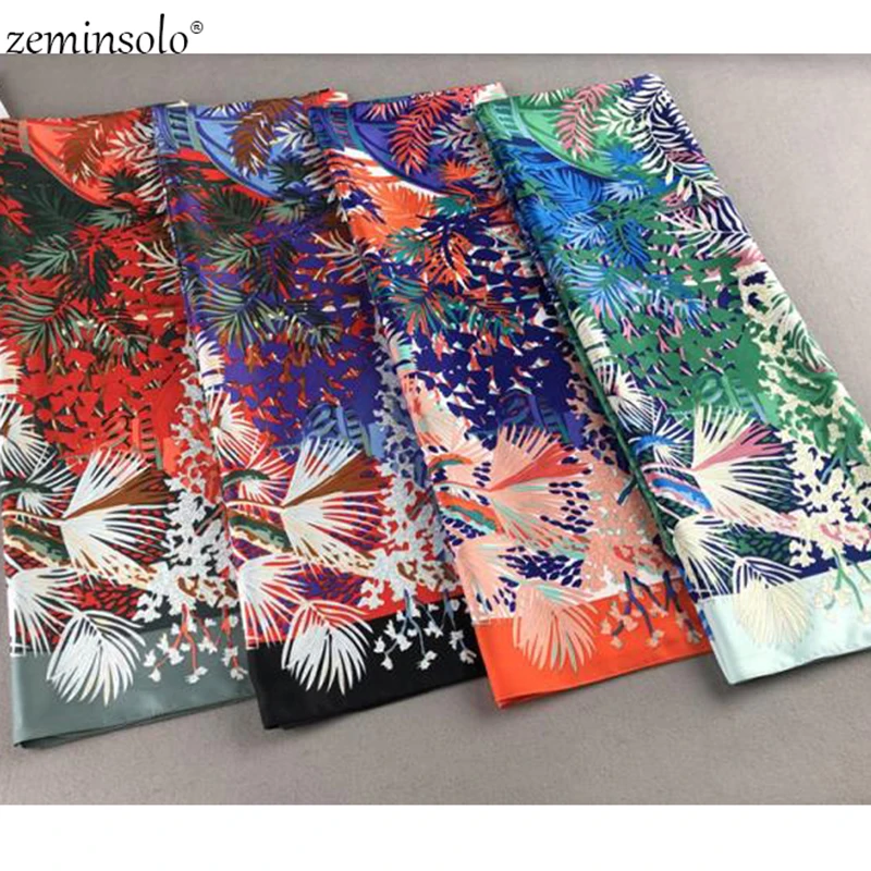 100% Twill Silk Square Scarf Women Scarves Shawls Floral Print Neckerchief 130*130cm Bandana Satin Female Foulard Scarf Fashion