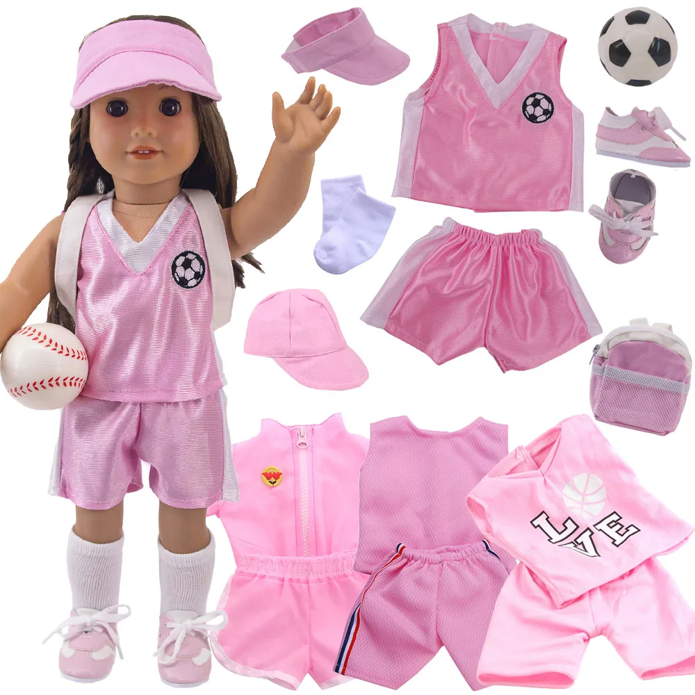 Doll Clothes Clothes Pink Cseries Pink Series Sportswear For 18 Inch American Doll 43 Cm New Reborn Baby Clothes,Generation Gift