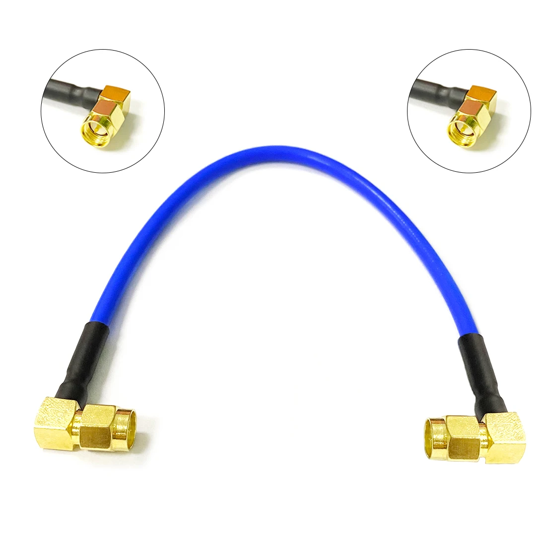 1pc SMA Male Right Angle Switch SMA Male Right Angle Pigtail Cable RG402 Blue Jacket 40cm Long