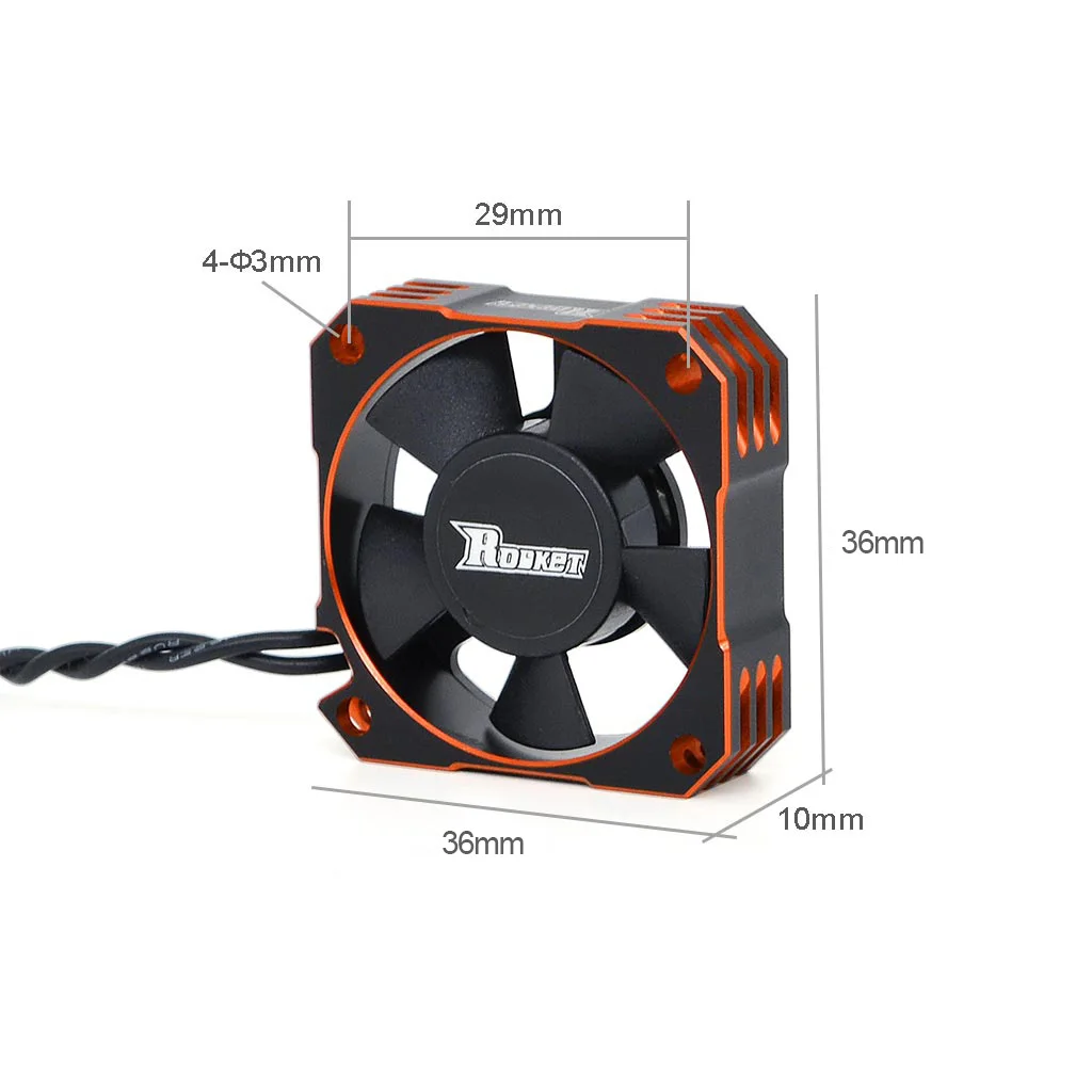 Surpass Hobby Rocket 25mm 30mm 36mm 40mm 50mm Aluminum Metal Cooling Fan For RC ESC Motor Heat Dissipation-Orange&Black