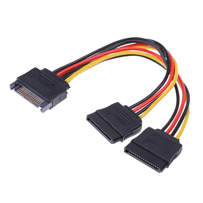 SATA 15PIN Serial Cable One-to-two Power Conversion Cable SATA15pin Male To Two Female Extension Cable HDD Y Splitter Connector