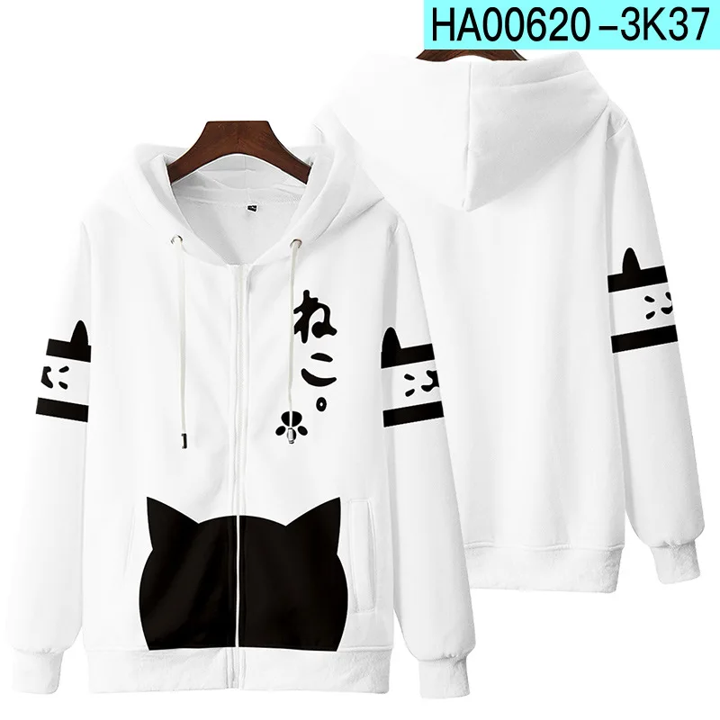 Anime Neko Atsume 3D Print Zip Up Women/men Hoodie Sweatshirt Streetwear Hip Hop Cute Cat Cosplay Zipper Hooded Jacket Outerwear