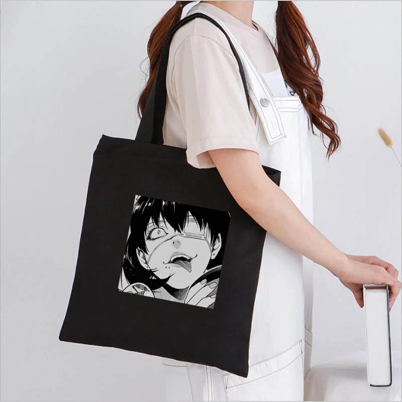 Japanese anime y2k female bag Harajuku gothic canvas bag horror cartoon large capacity shopper bag casual fashion shoulder bag