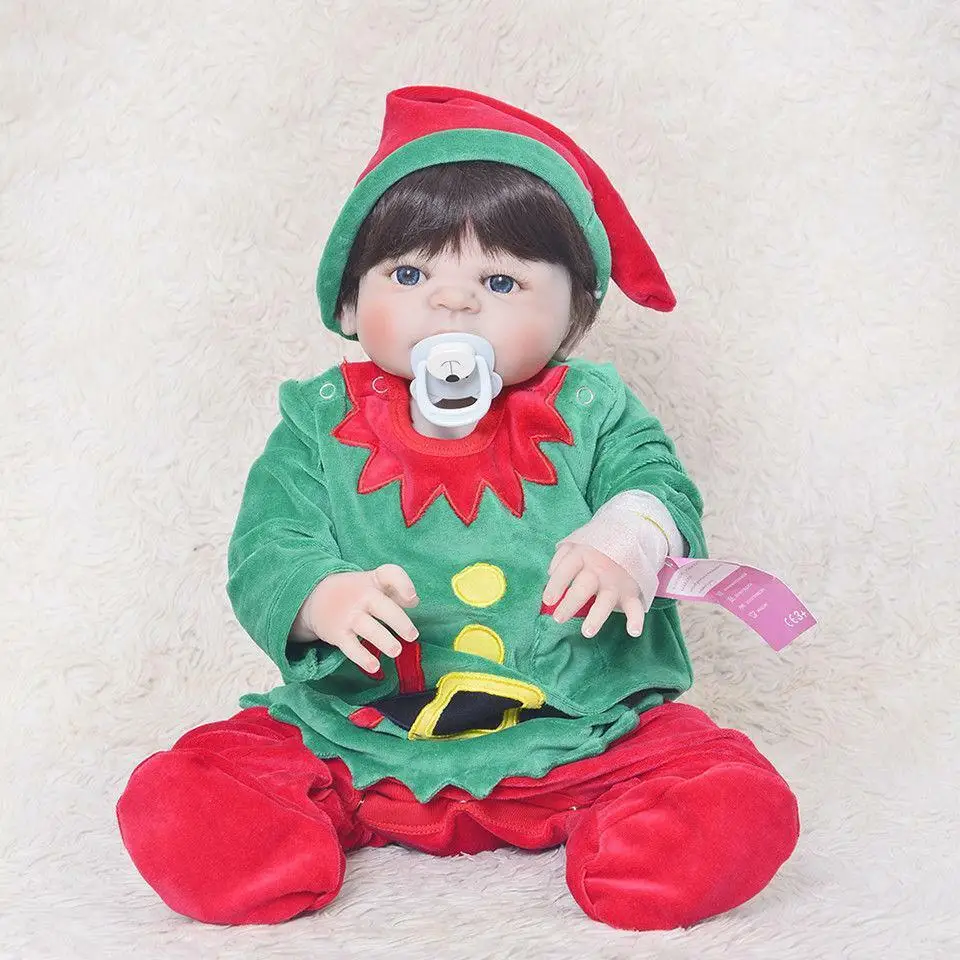 22'' Full Body Vinyl Silicone Reborn Baby Doll Boy Handmade Washable Xmas Nurser Silicone Reborn Baby Dolls