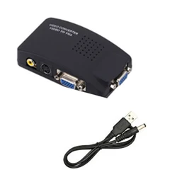 AV to VGA Adapter RCA VGA Converter PC RCA Composite S-Video AV Input to PC VGA LCD Output Converter Switch Box