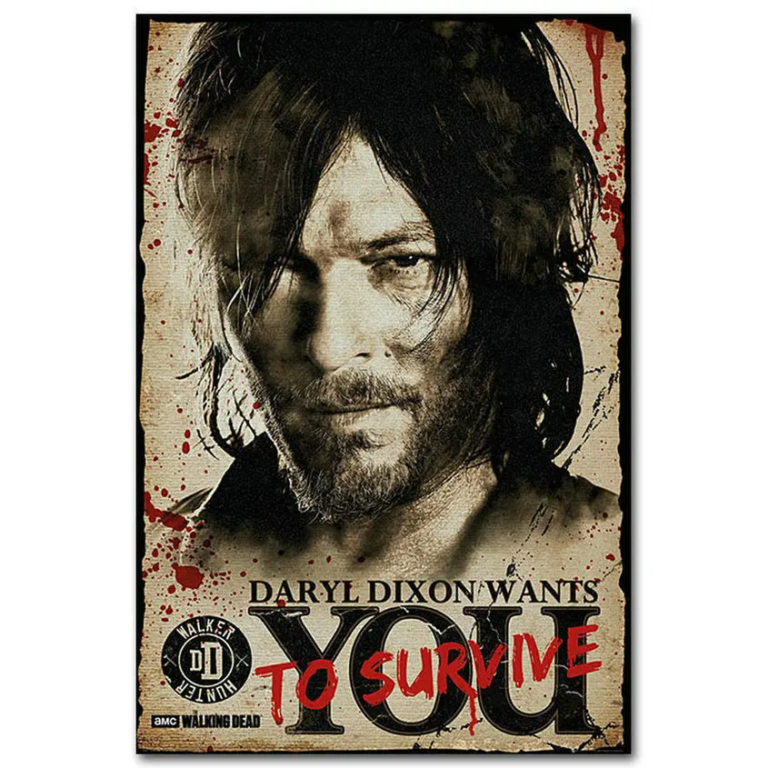 110 The Walking Dead Daryl Dixon Wants You Wall Silk Cloth Poster Art Decoration Gift