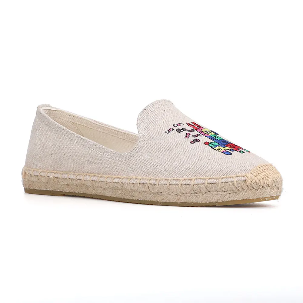 Espadrilles Zapatillas Mujer 플랫 여성 신발, 2021 직접 판매, 핫 세일 발레 플랫, 헴프 코튼 원단