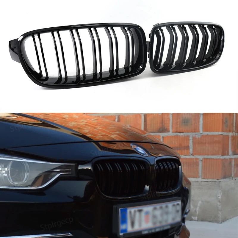 

Black Front Bumper Dual Slat Front Kidney Grill Grille for BMW 3 series F30 F31 F35 2011-2019 High Quality Car Accessories