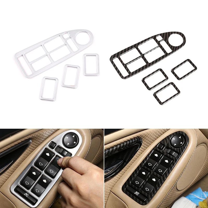 

Car Styling ABS Carbon Texture Interior Window Lift Control Switch Button Panel Frame Cover Trim For BMW 5 Series E39 1996-2003