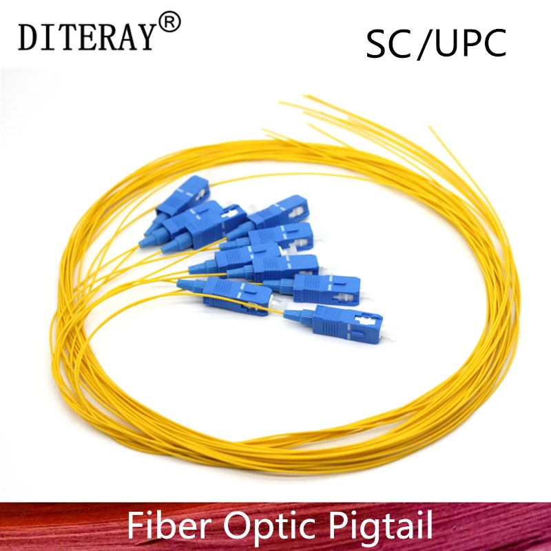 Coleta de fibra óptica Simplex 9/125, accesorio monomodo, 0,9mm, PVC, amarillo, SC/UPC, 50/piezas