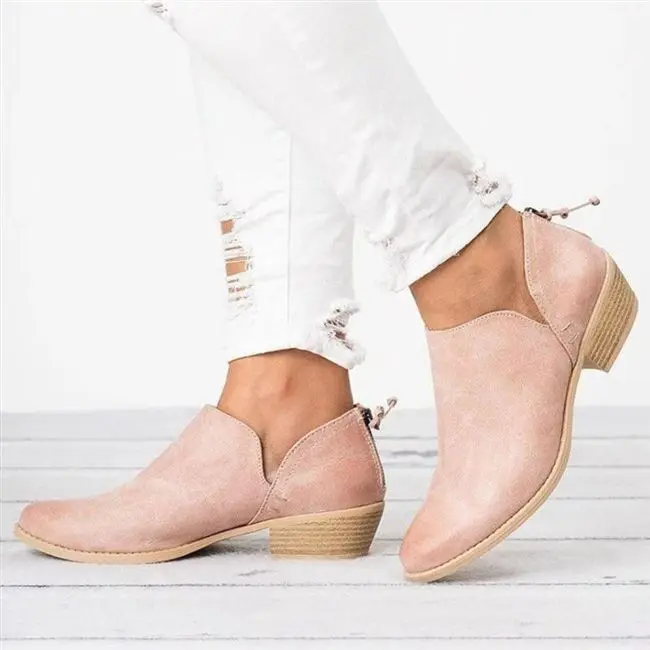 

Autumn Spring Ankle Women Boots Square Heel Slip On Women Female High Heels Single Shoes Pointed Toe Casual Ladies Fashion