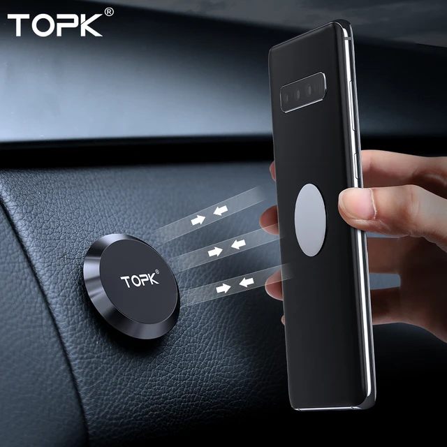 TOPK Magnetyczny uchwyt samochodowy na telefon Stojak na telefon komórkowy na deskę rozdzielczą Uchwyt na kierownicę Magnetyczny uchwyt ścienny do iPhone'a Samsung Xiaomi