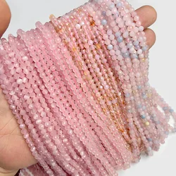 4mm Small Faceted Beads Natural Rose Quartzs Stone Beads Round Morganite Beads for DIY Jewelry Making Supply Needlework 15