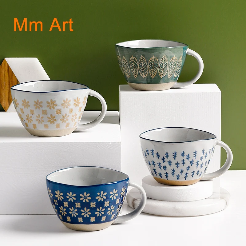 Japanese Ceramic Cup Vintage Mug Large Capacity Milk Cup Coffee Cup Household Special-Shaped Cup