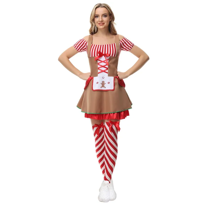 Disfraz de chica de cerveza tradicional bávara Oktoberfest de Alemania, disfraz de fiesta de Carnaval de Navidad, taberna, vestido de lujo de sirvienta francesa