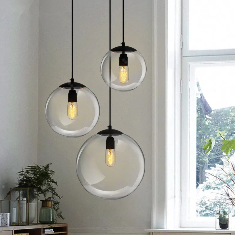 

Modern Glass Ball Pendant Lights Led Pendant Lamp Lights Living Room Restaurant Bar Kitchen Fixtures Decor Suspension Luminaire