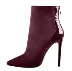 Pointed Toe Women High Heels Ankle Boots Black Red Wine Short Boots Classic Autumn Spring Dress Heels