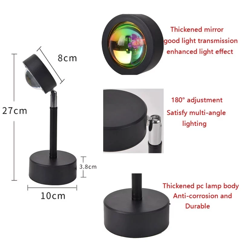 Atmosfera led luz da noite arco-íris pôr do sol lâmpada do projetor para casa coffe loja fundo decoração da parede usb operar lâmpada de mesa