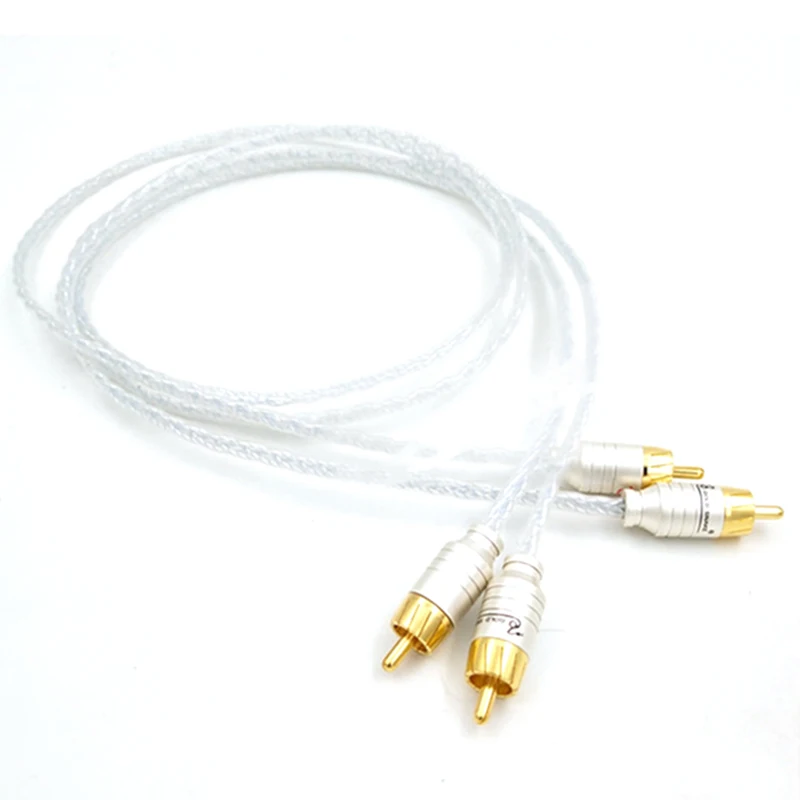 

HIFI Pair HIFI RCA Cable Audio Cable 7N OCC Silver Plated Interconnect Cable With Carbon Fiber Gold Plated RCA