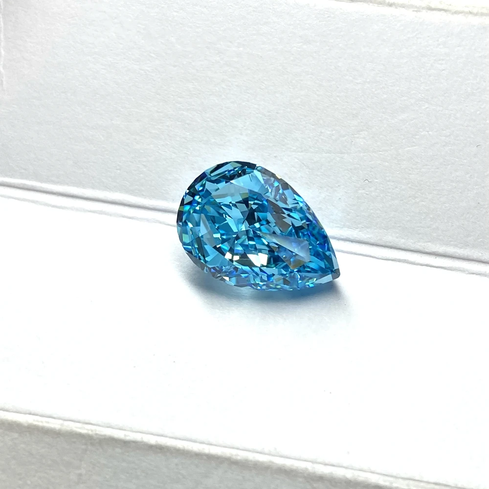 Meisidian 9x13mm 9 quilates de pêra gota gelo esmagado corte cúbico zircônia aquamarine diamante pedra preciosa