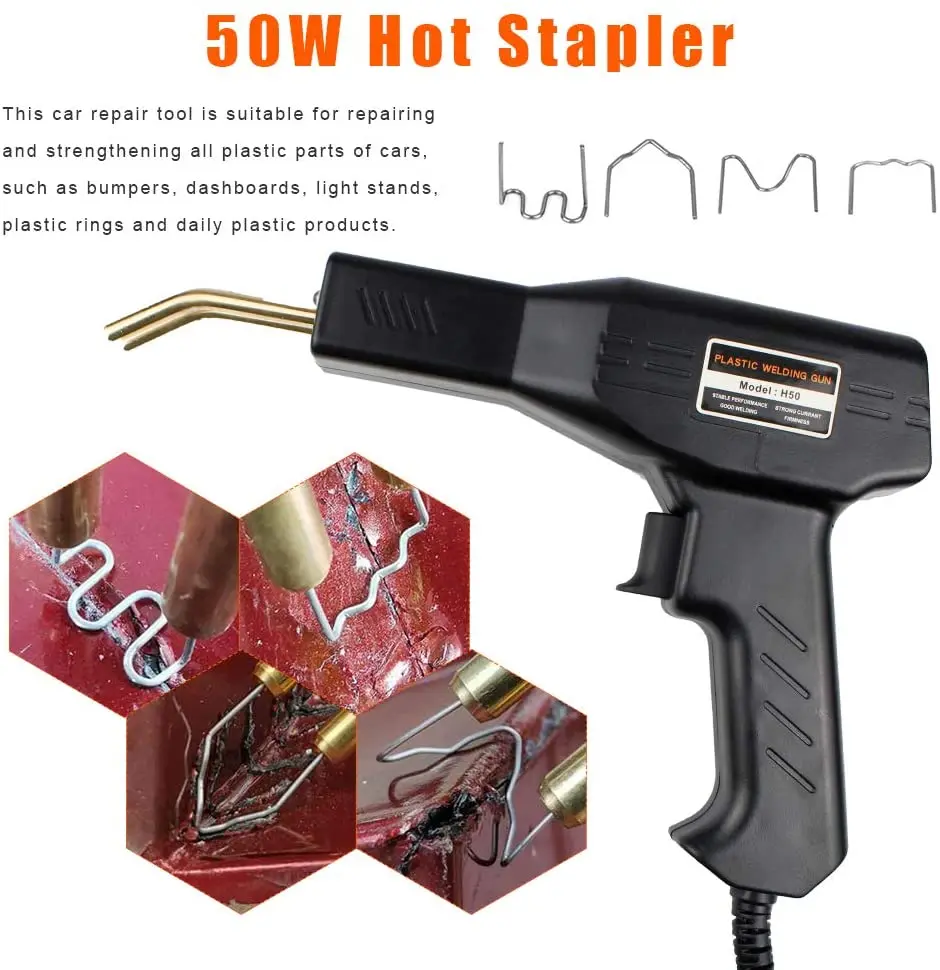 50W Plastic Welder Hot Stapler Plastic Welding Machine Handy Hot Staple Gun Car Bumper Repair Kit