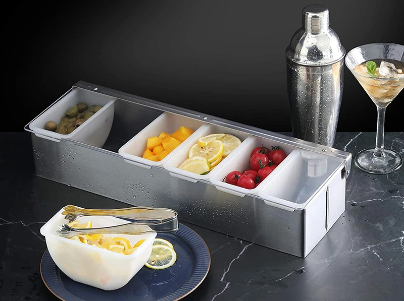 Stainless Steel Condiment Dispenser with 4/6 Compartments