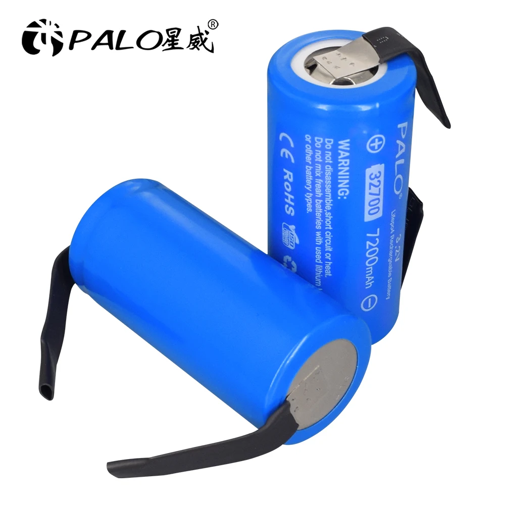 PALO 3.2V 32700 7200mAh LiFePO4 Battery 35A Continuous Discharge Maximum 55A High power battery+DIY Nickel sheets