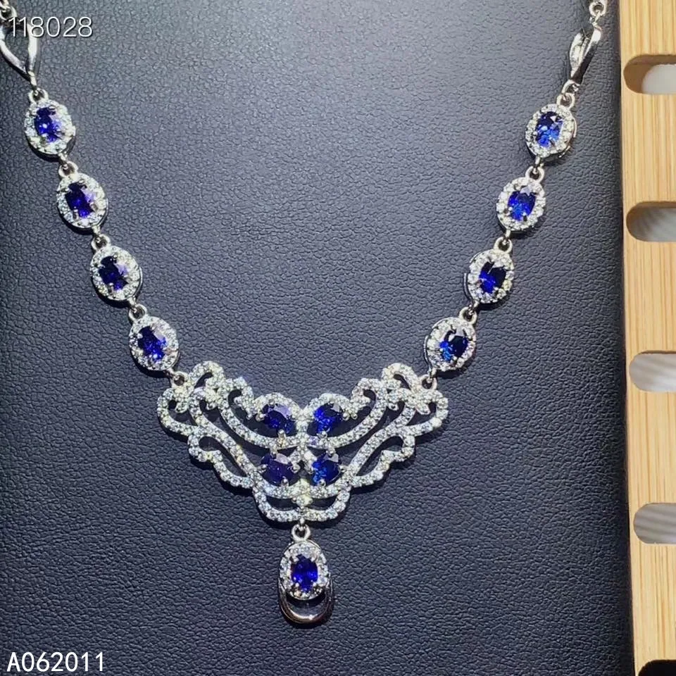 KJJEAXCMY fine jewelry natural sapphire 925 sterling silver trendy girl new pendant necklace chain support test