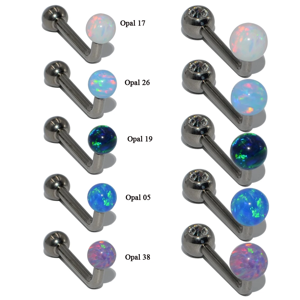 1PC G23 Titanium Opal Ear Tragues Horseshoe Nose Ring Christina Vertical Hood Labret Dermal Anchor Piercing Earring Body Jewelry