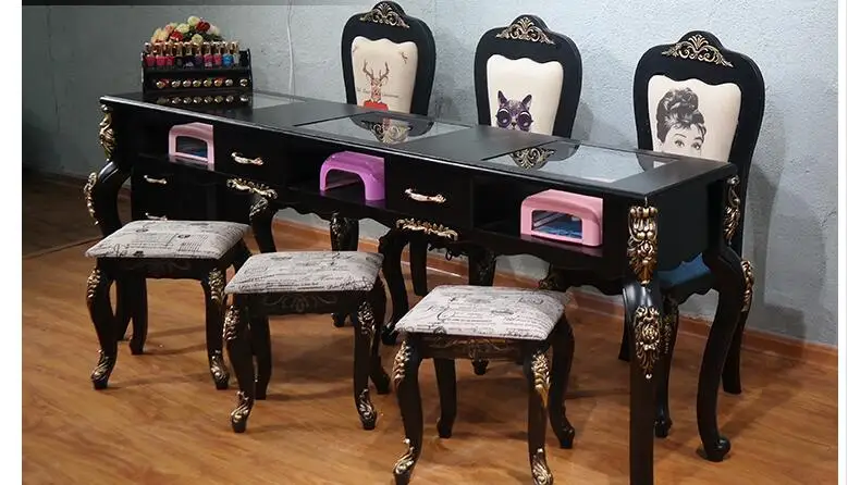 New American retro manicure table and chair set