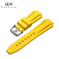 Original Soft Genuine Leather Rubber Watch Strap Waterproof Sport Watch Band For Wristwatch I&W CARNIVAL Brand 589G 618G Watches