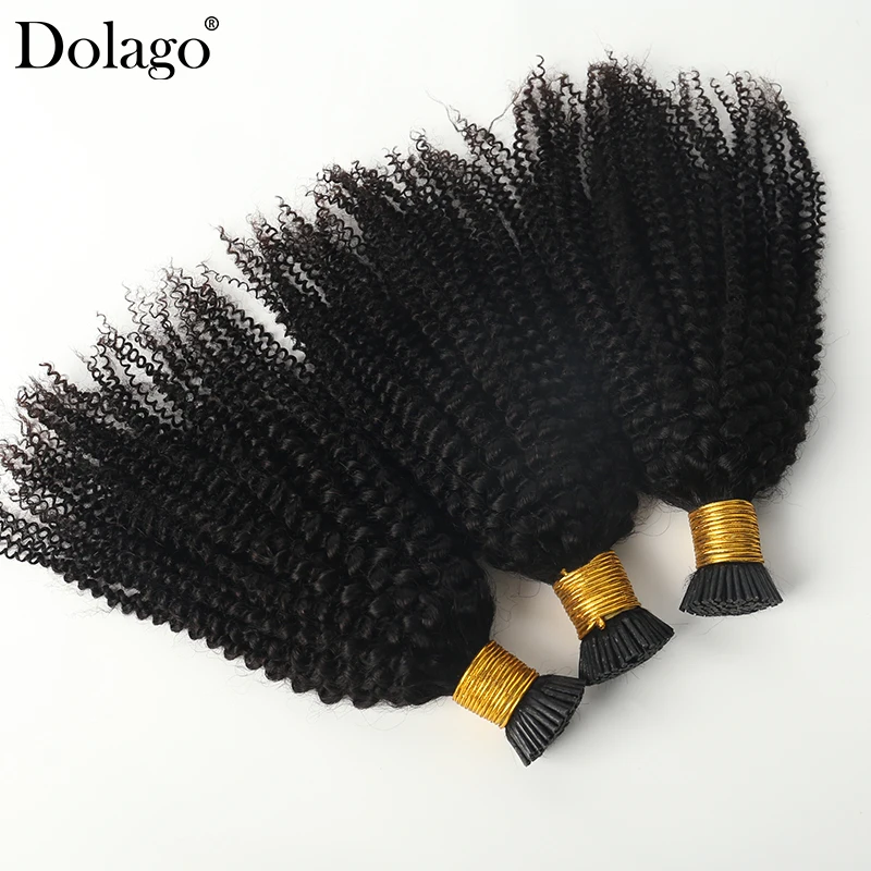 

4a 4b Afro Kinky Curly I Tip Microlinks Human Hair Extensions Mongolian Virgin Hair Extension Bulk Hair Natural Black For Women