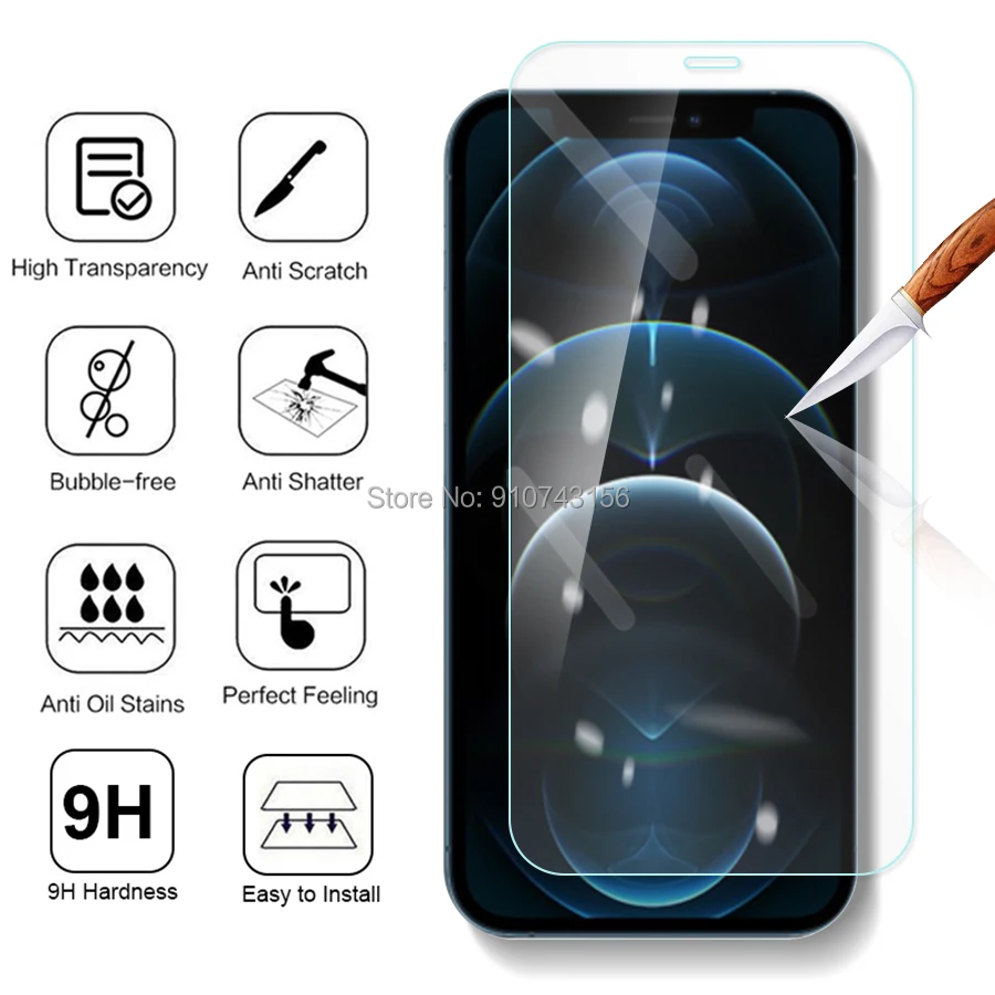 1 2 3 Pcs 9h premium protective glass for iphone 12mini iphone12 aifon 12 pro max 2020 glasses screen protector guard cover film