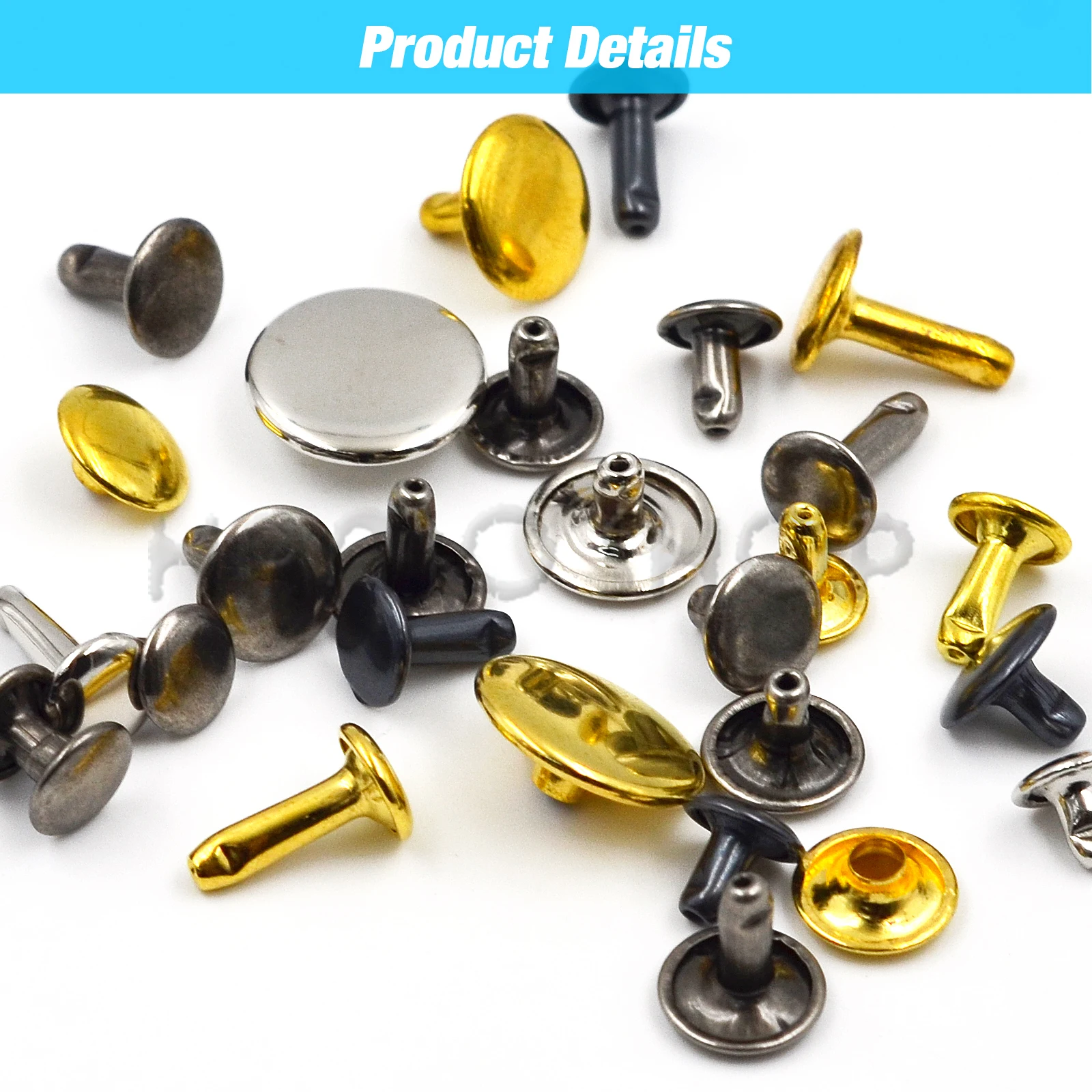 100Sets 5-15mm Metall Doppel Kappe Nieten Stud Runde Nagel Niet Für Leathercraft Zubehör Reparatur Schuhe Tasche Gürtel kleidung Kleidungsstück – Detail 5