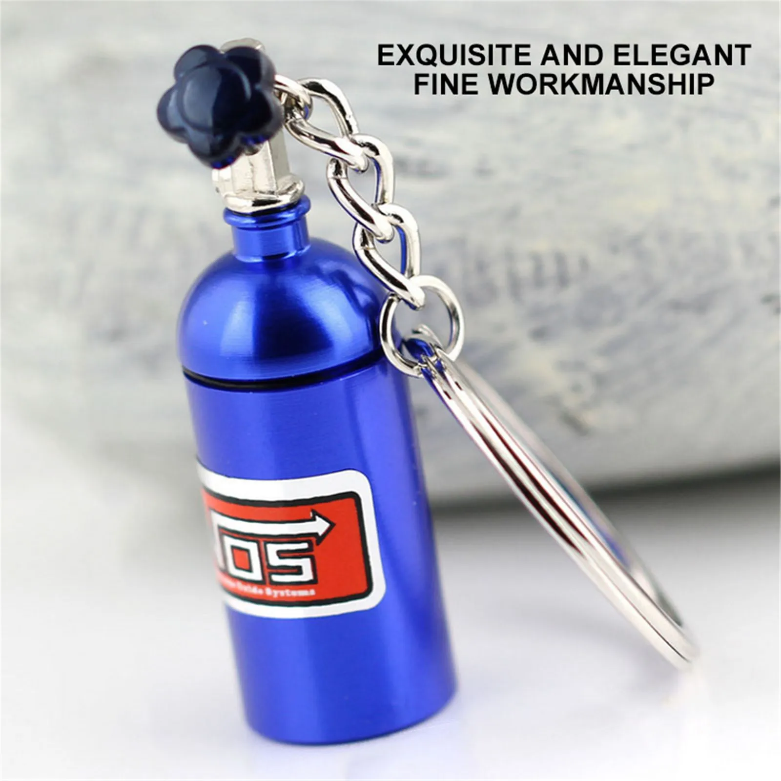 Aluminum Alloy Creative Turbo NOS Nitrous Oxide Bottle Key Chain Keychain Keyring Stash Pill Box Storage