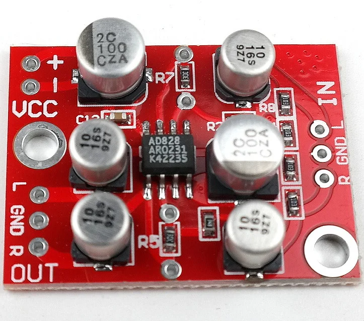 

DC 3.8V-15V AD828 Stereo Dynamic Microphone Preamplifier Board MIC Preamp Module Amplifier