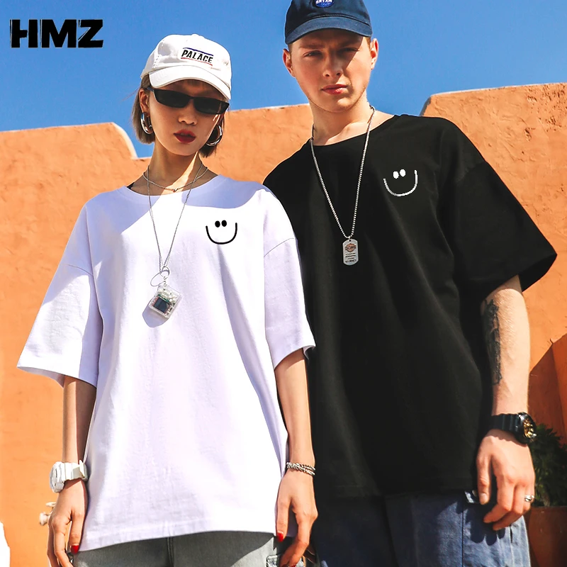 HMZ 2021 Brand New Men T Shirt Tops O neck Short Sleeve Basis Tees Men Fashion Smile print T-shirt For Male Casual t shirts men