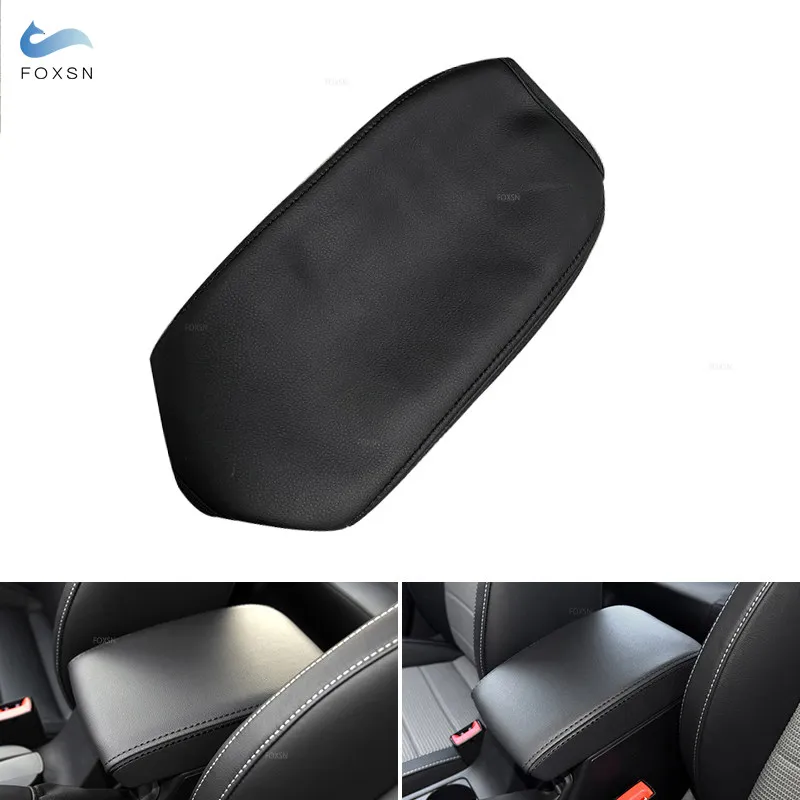 For Skoda Octavia 2015 2016 2017 2018 Car Interior Center Console Armrest Box Cover Black Leather Fabric Accessories Trim