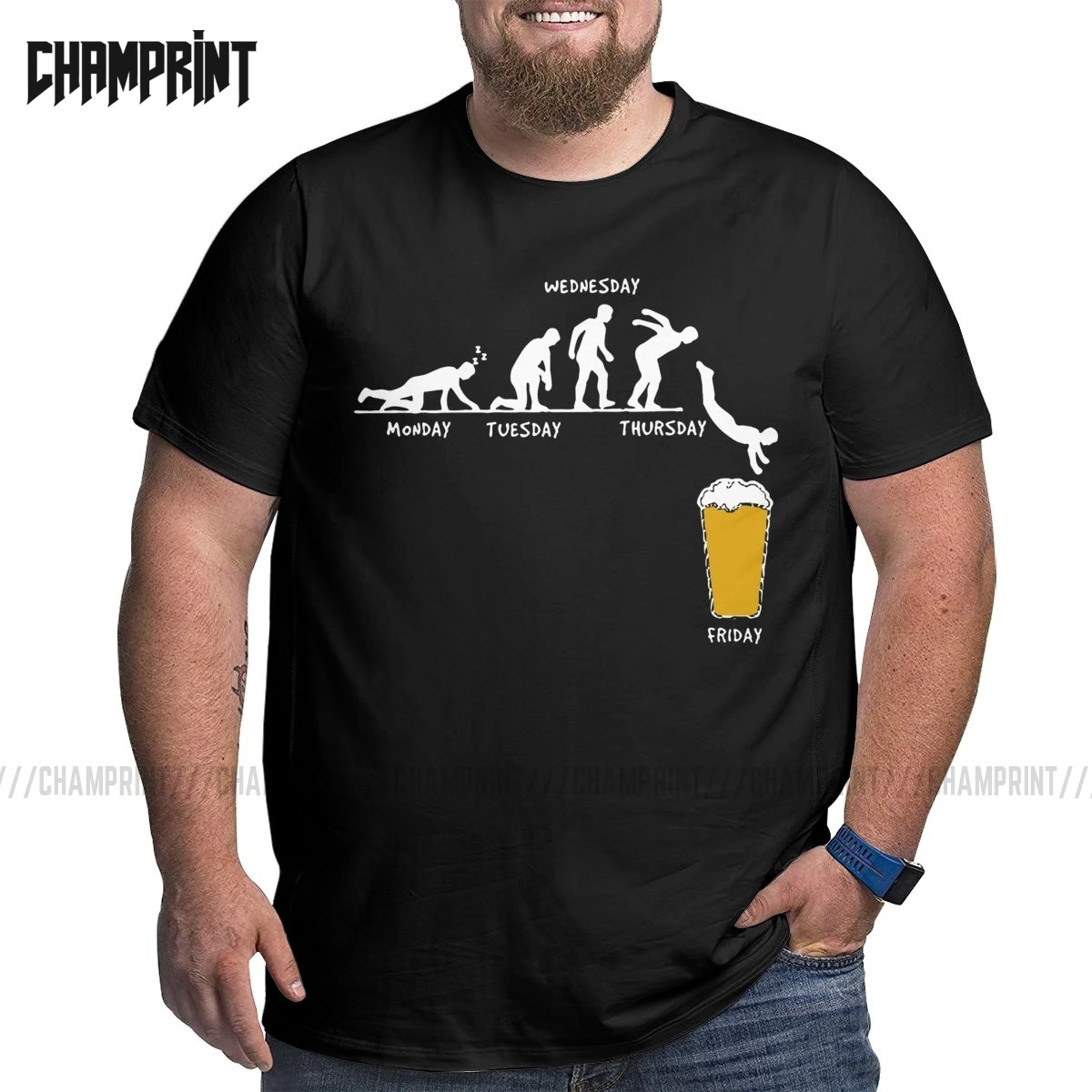 Men Week Craft Beer T Shirt Alcohol Drunk T-Shirts Wine Drinking Big Size Tees Pure Cotton Tall Man Clothes Short Sleeve O Neck