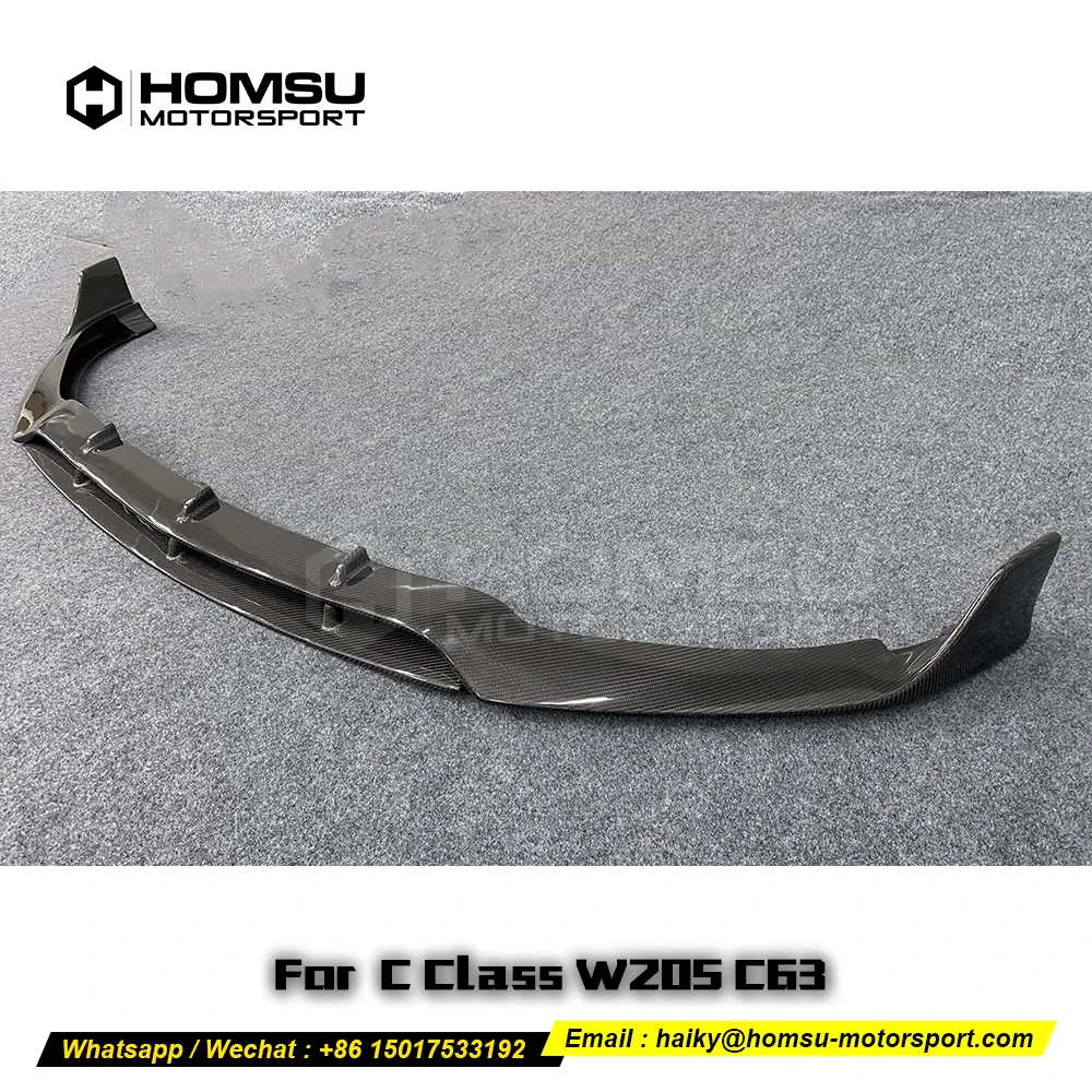 bb-s Style  Carbon Fiber Front Bumper Lip For mercedez bens C Class W205 C63 Front bumper Carbon Fiber Lip For C Class W205