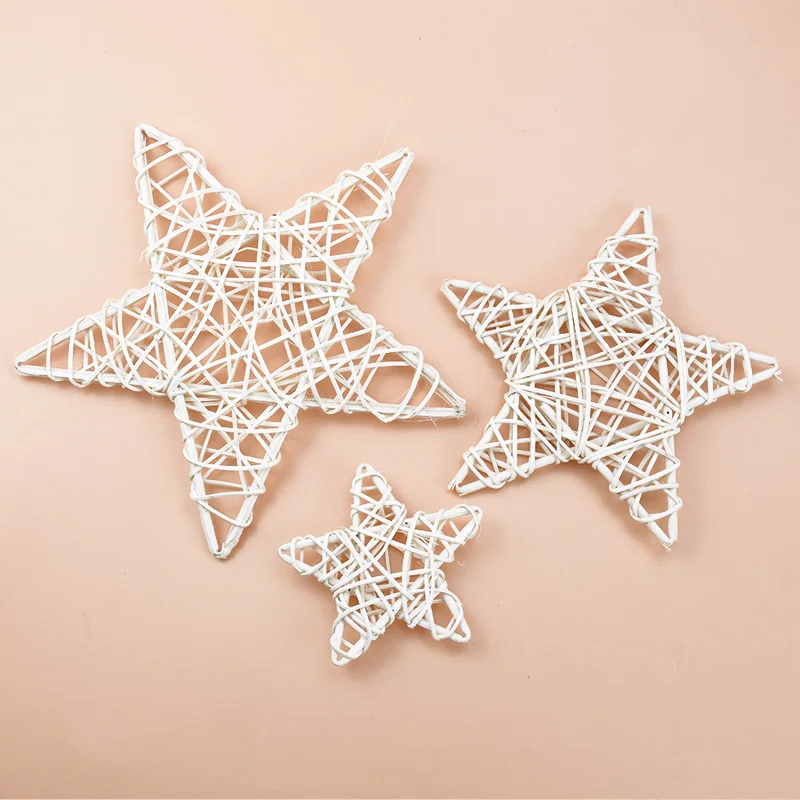 10/15/20cm Rattan-Sternrahmen Künstliche Blumenkränze Weihnachtsdekoration für Zuhause, Zimmer, Tisch, DIY Handgemachter Türhänger, Hochzeit, Wanddekoration – Detail 4